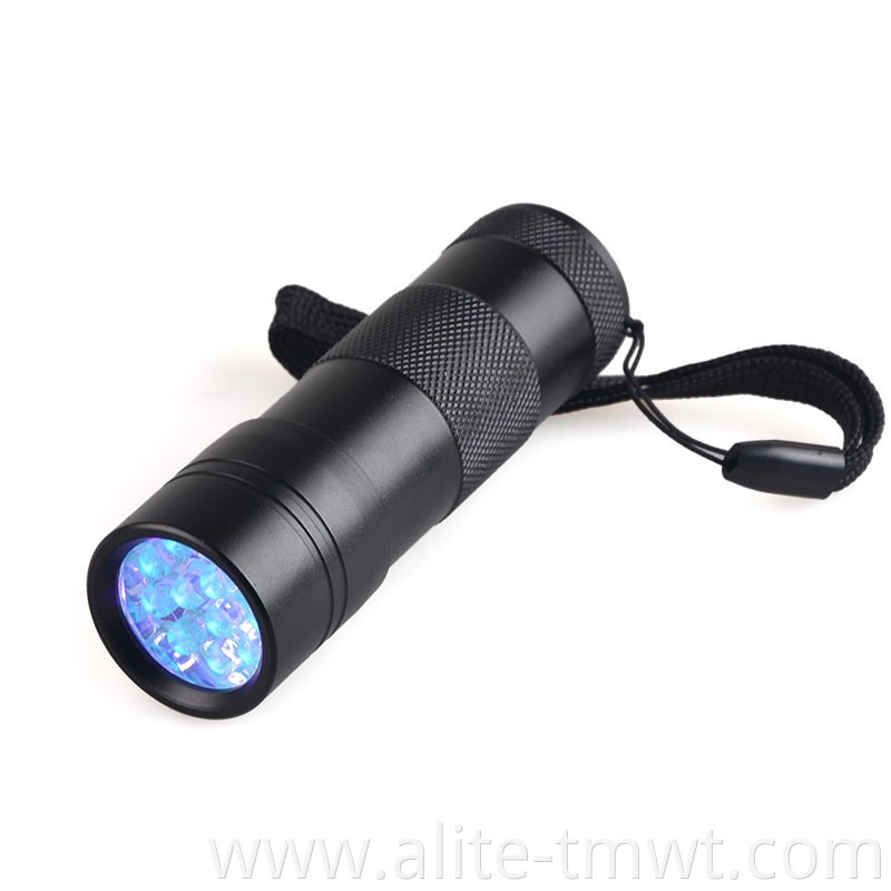 Portable Mini Hot Selling 12 UV LED Emergency Outdoor Camping Flashlight for Pet Urine Detector and Invisible Ink Check